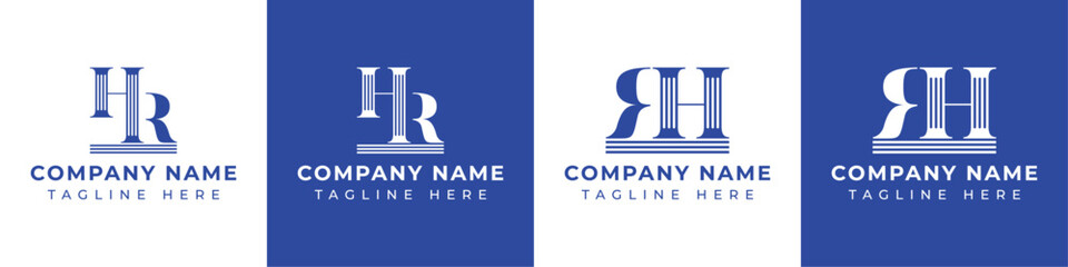 Letters HR and RH Pillar Logo Set, suitable for business with HR and RH related to Pillar
