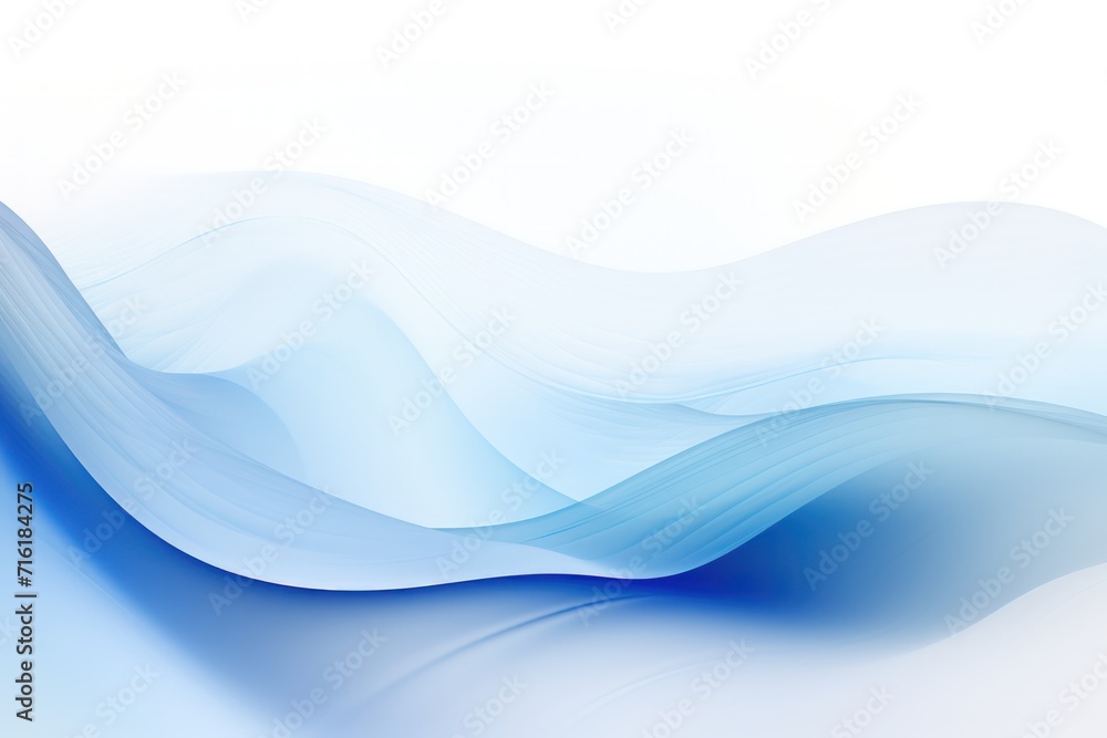 Wall mural abstract blue wave background. set of wavy lines in the horizontal plane. wave made of smoke on whit