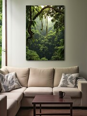 Serene Rainforest Canopies Canvas Print - Tranquil Forest Wall Art in Treetop View