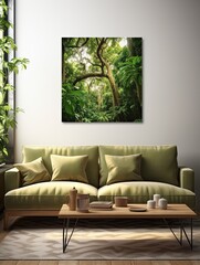 Serene Rainforest Canopies Canvas Print - Wall Art Treetop View Forest