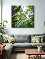 Serene Rainforest Canopies Canvas Print: Treetop View Forest Wall Art