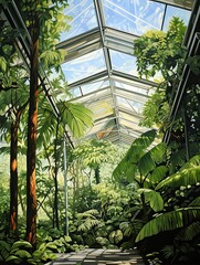 Fototapeta na wymiar Serene Rainforest Canopies: A Contemporary View of Modern Canopy Landscape