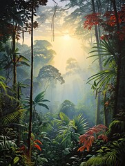 Misty Morning Meditation: Serene Rainforest Canopies