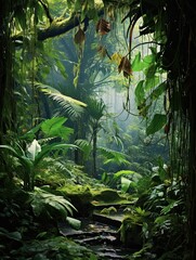 Exploring the Enchanting Diversity of Serene Rainforest Canopies: A Breathtaking Garden Scene