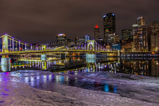night view of Pittsburgh