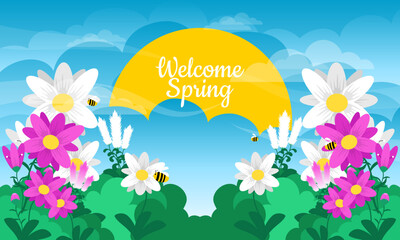 Fototapeta na wymiar flat floral spring background