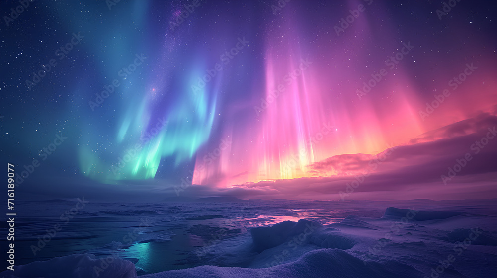 Wall mural aurora over the ocean