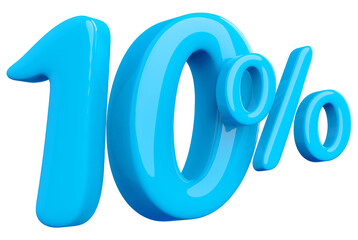 10 percentage off sale discount blue number 3d render