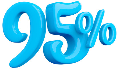 95 percentage off sale discount blue number 3d render