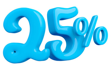 25 percentage off sale discount blue number 3d render