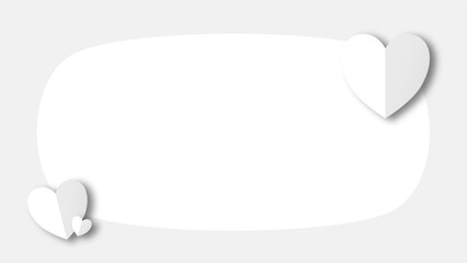 white heart shape paper cut on the white background. Space for text. blank zone for fill text or font. valentine day festival.