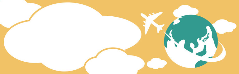 バナー　飛行機　トラベル　雲　フレーム　吹き出し　コピースペース　背景　シンプル　イラスト素材