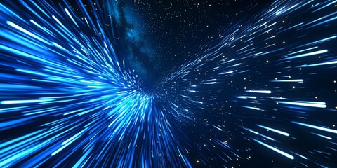 Abstract speed background. Centric motion of star trails, 3D rendering