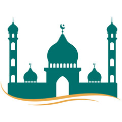Green Mosque Silhouette Elements Illustration
