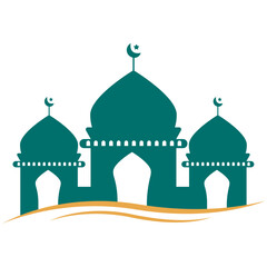 Green Mosque Silhouette Elements Illustration