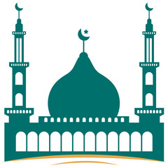 Green Mosque Silhouette Elements Illustration