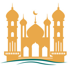 Gold Mosque Silhouette Elements Illustration