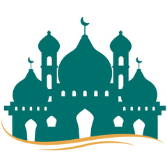 Green Mosque Silhouette Elements Illustration