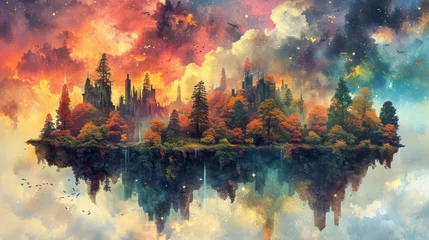 Poster Surreal landscapes are brought to life in a watercolor masterpiece. © Matthew