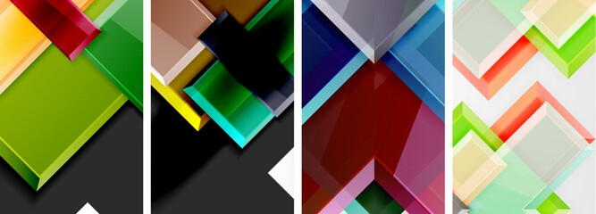 Color glass glossy square composition poster set for wallpaper, business card, cover, poster, banner, brochure, header, website