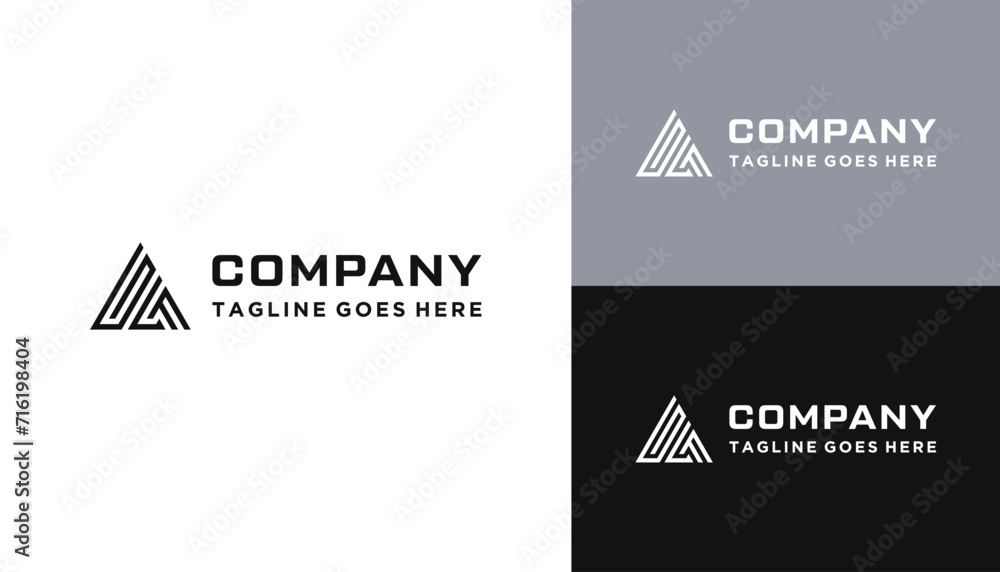 Poster initial letter g l f monogram with simple triangle geometric line art logo design