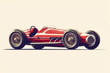 Foto op Canvas Illustration of a vintage racing car. Retro, isolated © Denis