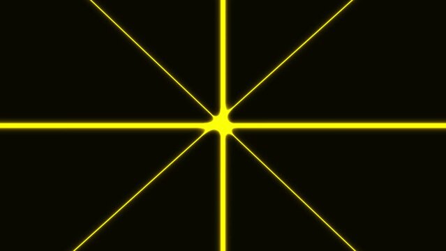 yellow glowing lasers frame with neon lights on black background motion animation video
