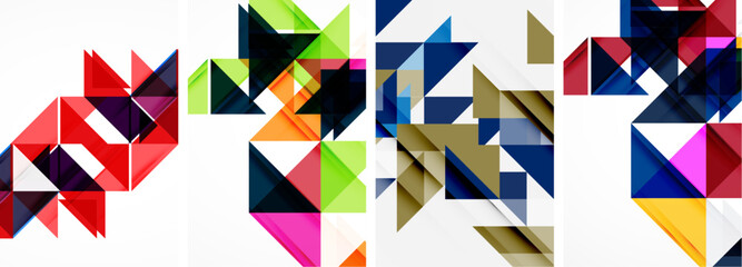 Obraz premium Set of abstract random triangle composition backgrounds. Vector illustration for for wallpaper, business card, cover, poster, banner, brochure, header, website