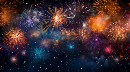 Naklejka premium Fireworks background for celebration, holiday celebration concept