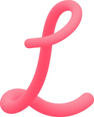 Fluid pink L font shape lines gradient modern aesthetic style