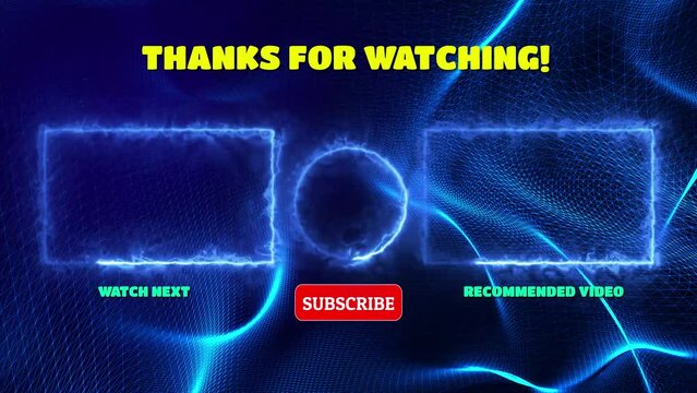 Neon frame effect end screen glowing looping on blue background
