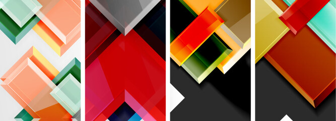 Color glass glossy square composition poster set for wallpaper, business card, cover, poster, banner, brochure, header, website