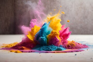 Holi colorful paint color powder explosions  background. Generative Ai