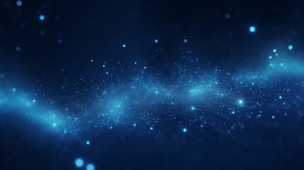 Obraz premium abstract background of many moving small blue particles and lines