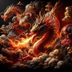Fototapeta na wymiar Chinese New Year Splendor: Grand Celebration of the Dragon Zodiac