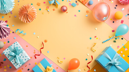 A vibrant gathering of colorful party supplies adorning a sunny yellow table, inviting you to celebrate in style and add a splash of joy to any occasion