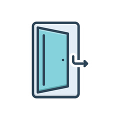 Color illustration icon for come  in  door