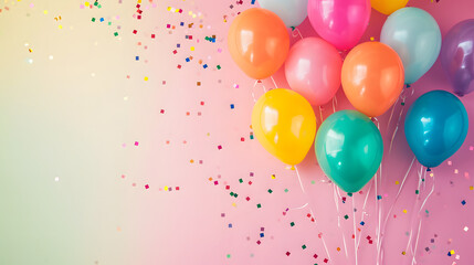 Vibrant balloons filled with colorful confetti bring an explosion of joy to any party setting