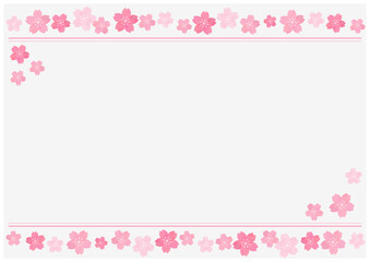 桜の花が美しい春の桜フレーム背景15薄色