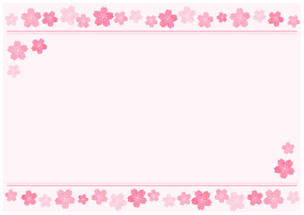 桜の花が美しい春の桜フレーム背景15桜色