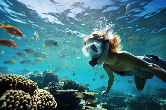 Snorkeling in the Great Barrier Reef, Australia.
