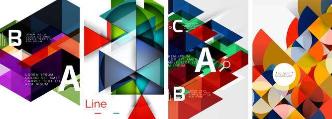 Set of triangle pattern poster backgrounds. Vector illustration For Wallpaper, Banner, Background, Card, Book Illustration, landing page