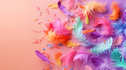 Fototapeta na wymiar A vibrant display of nature's beauty, as a flock of colorful feathers dance in the sunlight, evoking a sense of wonder and enchantment