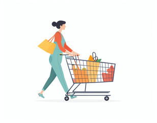 a shopper is pushing a shopping cart 