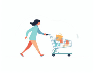 a shopper is pushing a shopping cart 