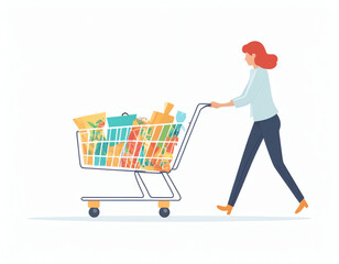 a shopper is pushing a shopping cart 