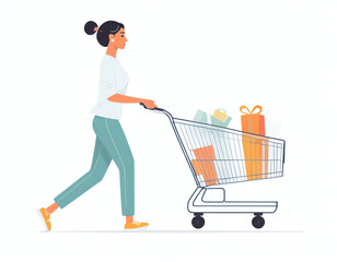 a shopper is pushing a shopping cart 