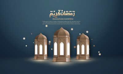 Realistic ramadan background with lantern, for banner, greeting card