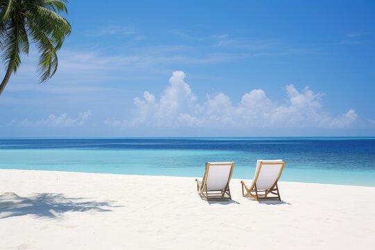 Relaxing on a pristine beach in the Maldives.