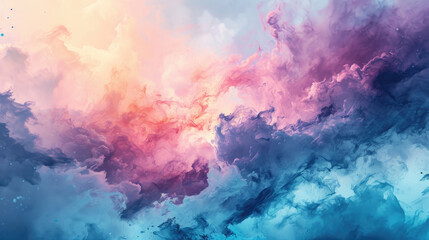 Soft pastel abstract watercolor background with a harmonious mix of pink, lavender and light blue - obrazy, fototapety, plakaty